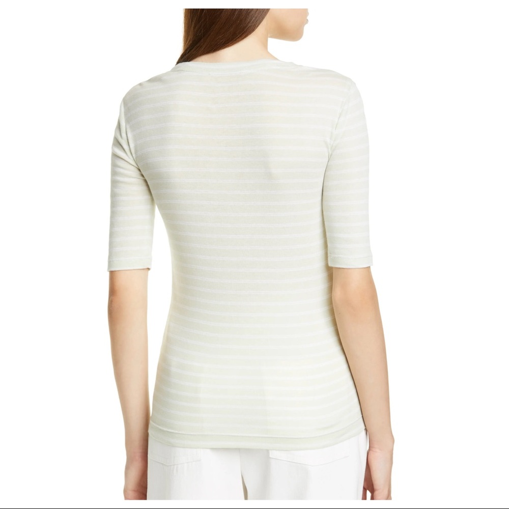 NEW VINCE STRIPED COTTON CREW NECK TEE - Picture 6 of 9